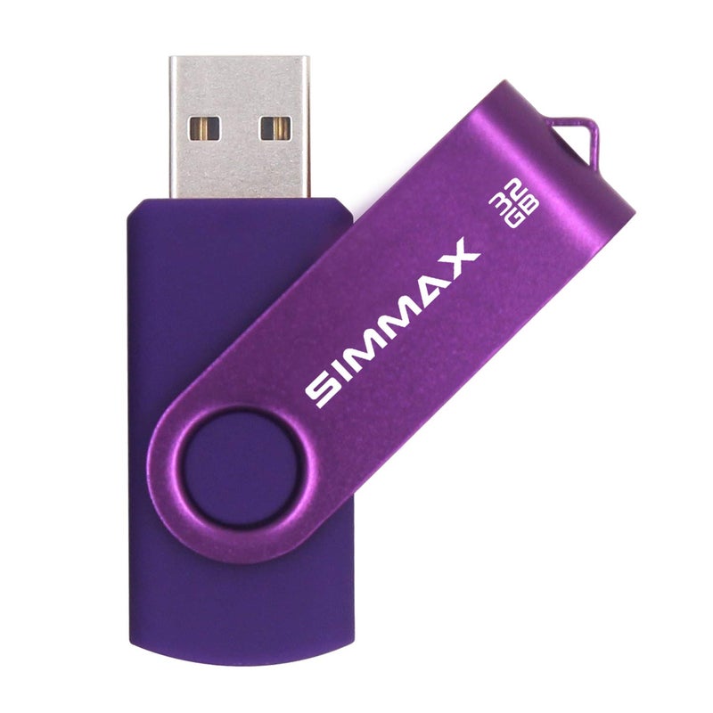 SIMMAX 32GB Memory Stick USB 2.0 Flash Drives Swivel Thumb Drive Pen Drive (32GB Purple) - Image 1